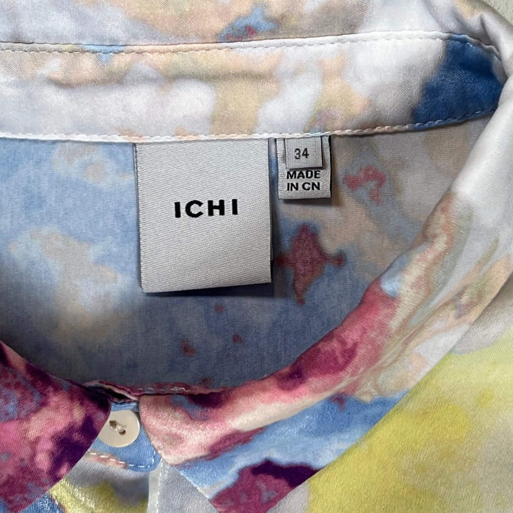 Ichi IHCLOUDY SH Button‎ Down Shirt Women's XS (EU 34) Multicolor Abstract Print - Picture 4 of 9